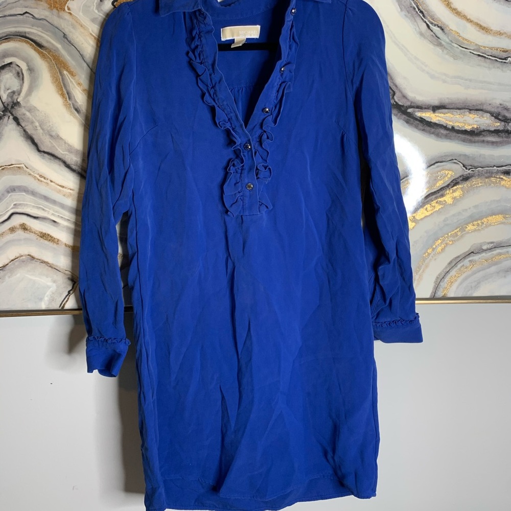 Royal Blue Michael Kors ShirtDress w Ruffle Detail